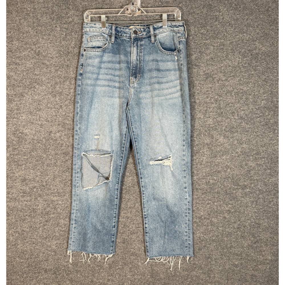 Hidden Jeans Womens 29 Blue Denim Frayed Hem‎ Distressed Boho Crop Casual